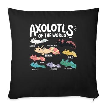 Axolotls of the World Cute Anime Salamander - Sofa pillow with filling 45cm x 45cm - black - Front