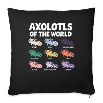 Axolotls of the World Cute Anime Salamander - Sofa pillow with filling 45cm x 45cm - black - Front