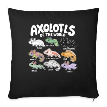 Axolotls of the World Cute Anime Salamander - Sofa pillow with filling 45cm x 45cm - black - Front