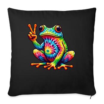 Frog Peace Sign Cute Hippie - Sofa pillow with filling 45cm x 45cm - black - Front
