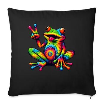 Frog Peace Sign Cute Hippie - Sofa pillow with filling 45cm x 45cm - black - Front