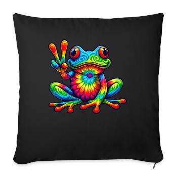 Frog Peace Sign Cute Hippie - Sofa pillow with filling 45cm x 45cm - black - Front