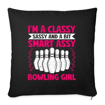 Bowling Girl Funny Ladies Team Bowler Sport - Sofa pillow with filling 45cm x 45cm - black - Front