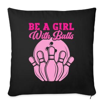 Bowling Girl Funny Ladies Team Bowler Sport - Sofa pillow with filling 45cm x 45cm - black - Front