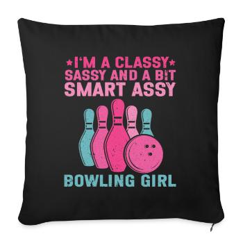 Bowling Girl Funny Ladies Team Bowler Sport - Sofa pillow with filling 45cm x 45cm - black - Front