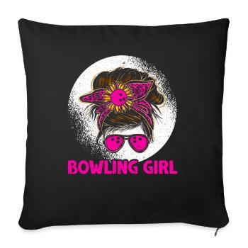Bowling Girl Funny Ladies Team Bowler Sport - Sofa pillow with filling 45cm x 45cm - black - Front