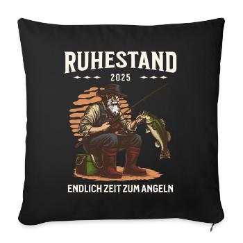 Retraite 2025 Pêche Poisson Cadeau de pension de retraite - Coussin et housse de 45 x 45 cm - noir - Devant