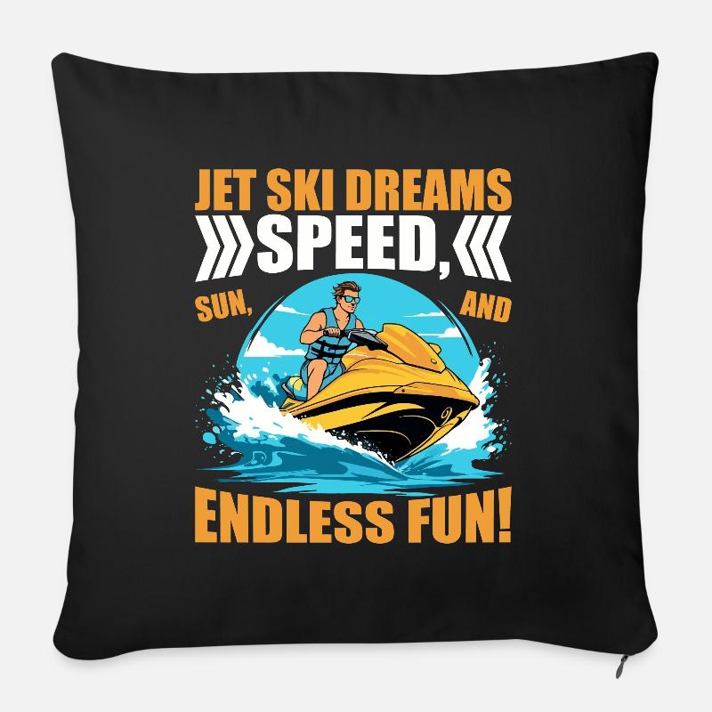 Jetski-Träume: Geschwindigkeit, Sonne und endloser Spaß! - Sofakissen mit Füllung 45 x 45 cm - Schwarz