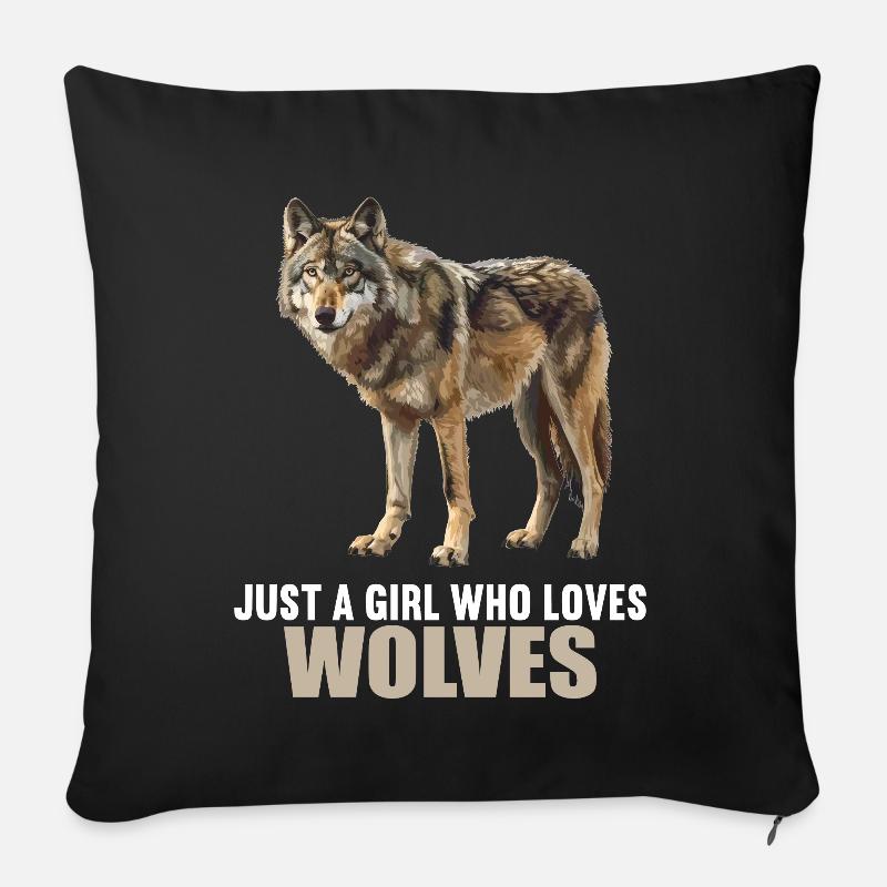 Wölfe Wolf - Sofakissen mit Füllung 45 x 45 cm - Schwarz