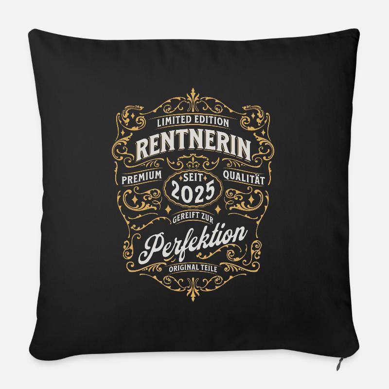 Rentnerin 2025 Ruhestand - Rente Design - Sofakissen mit Füllung 45 x 45 cm - Schwarz