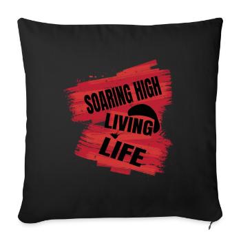 Soaring High Living Life – Paragliding Design - Sofa pillow with filling 45cm x 45cm - black - Front