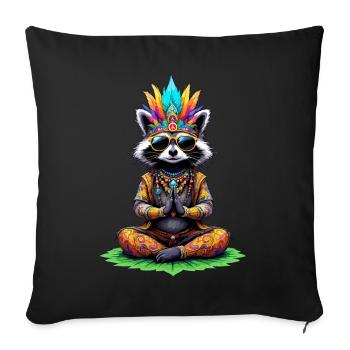 Hippie Meditation Raccoon 70s 60s Party - Sofa pillow with filling 45cm x 45cm - black - Front