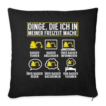 Baggerfahrer Lustige Bauarbeiter Beruf Excavator - Sofakissen mit Füllung 45 x 45 cm - Schwarz - Vorne