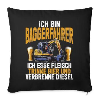 Baggerfahrer Lustige Bauarbeiter Beruf Excavator - Sofakissen mit Füllung 45 x 45 cm - Schwarz - Vorne