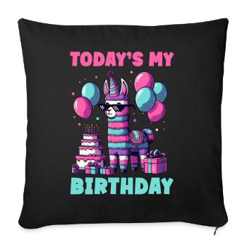 Lama Pinata Süße Alpaka -Tiergeburtstagsfiesta - Sofakissen mit Füllung 45 x 45 cm - Schwarz - Vorne