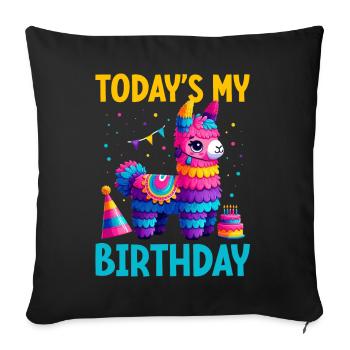 Lama Pinata Süße Alpaka -Tiergeburtstagsfiesta - Sofakissen mit Füllung 45 x 45 cm - Schwarz - Vorne