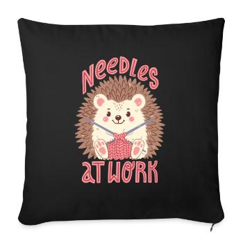Aiguilles au travail - Coussin et housse de 45 x 45 cm - noir - Devant