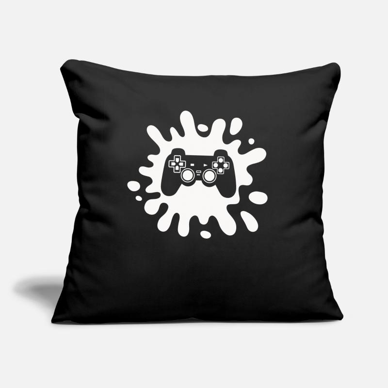 Zocker Splatter-Controller – Retro Gaming Kunst Sofakissen mit Füllung 45 x 45 cm
