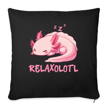 Relaxolotl Axolotl Late Riser Sleeping Chilling - Sofa pillow with filling 45cm x 45cm - black - Front
