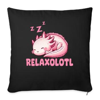 Relaxolotl Axolotl Late Riser Sleeping Chilling - Sofa pillow with filling 45cm x 45cm - black - Front