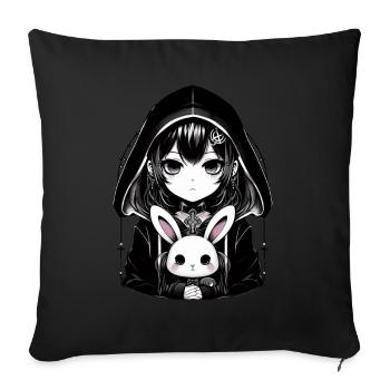 Goth Bunny Anime Girl Kawaii Gothic Creepy - Sofa pillow with filling 45cm x 45cm - black - Front