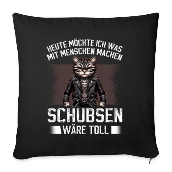 Today I want to push people cat - Sofa pillow with filling 45cm x 45cm - black - Front