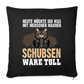 Today I want to push people cat - Sofa pillow with filling 45cm x 45cm - black - Front
