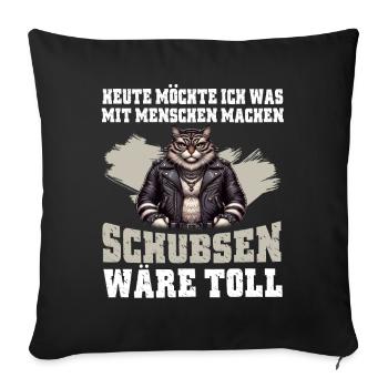 Today I want to push people cat - Sofa pillow with filling 45cm x 45cm - black - Front