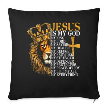 Lion de Juda - La foi en chrétien - Coussin et housse de 45 x 45 cm - noir - Devant
