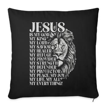 Lion de Juda - La foi en chrétien - Coussin et housse de 45 x 45 cm - noir - Devant
