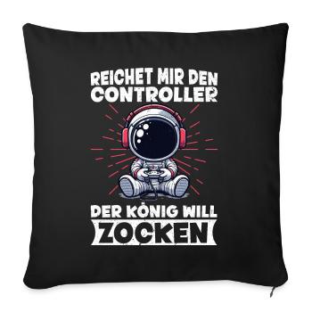 Il me tend la manette que le roi veut jouer - Coussin et housse de 45 x 45 cm - noir - Devant