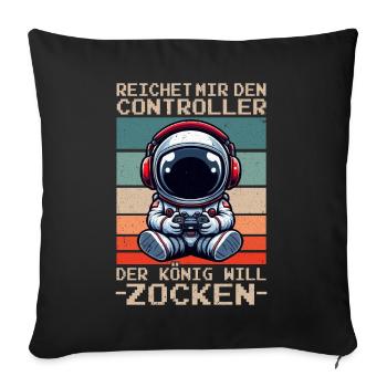Il me tend la manette que le roi veut jouer - Coussin et housse de 45 x 45 cm - noir - Devant