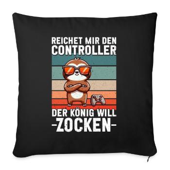 Hands me the controller, the queen wants to play - Sofa pillow with filling 45cm x 45cm - black - Front