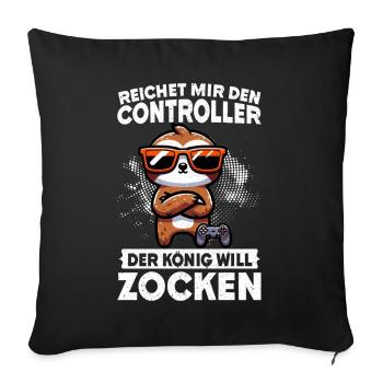 Hands me the controller, the queen wants to play - Sofa pillow with filling 45cm x 45cm - black - Front