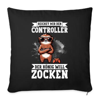 Hands me the controller, the queen wants to play - Sofa pillow with filling 45cm x 45cm - black - Front