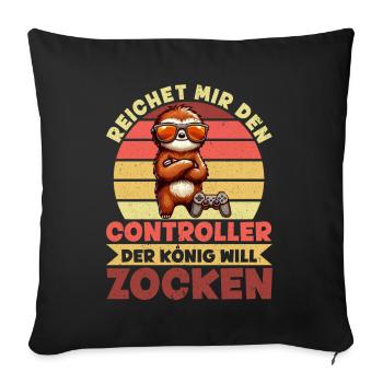 Hands me the controller, the queen wants to play - Sofa pillow with filling 45cm x 45cm - black - Front