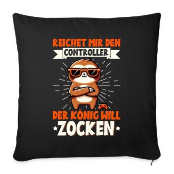 Hands me the controller, the queen wants to play - Sofa pillow with filling 45cm x 45cm - black - Front
