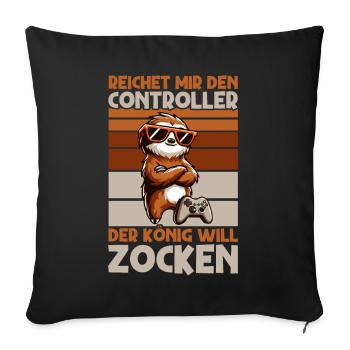 Hands me the controller, the queen wants to play - Sofa pillow with filling 45cm x 45cm - black - Front