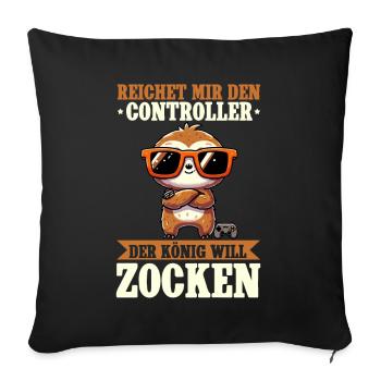 Hands me the controller, the queen wants to play - Sofa pillow with filling 45cm x 45cm - black - Front