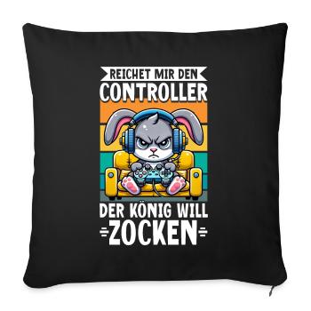 Il me tend la manette que le roi veut jouer - Coussin et housse de 45 x 45 cm - noir - Devant