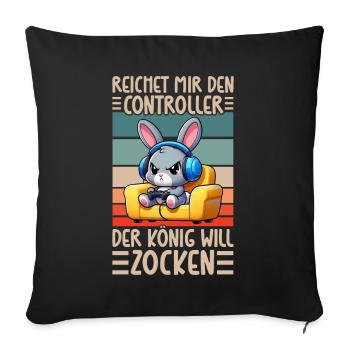 Il me tend la manette que le roi veut jouer - Coussin et housse de 45 x 45 cm - noir - Devant