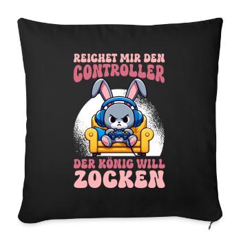Il me tend la manette que le roi veut jouer - Coussin et housse de 45 x 45 cm - noir - Devant