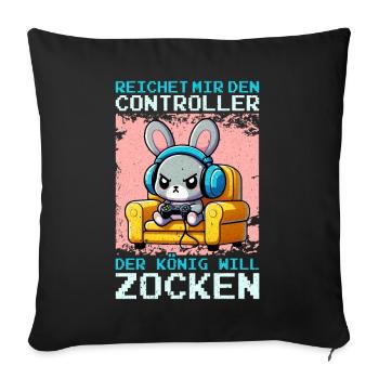 Il me tend la manette que le roi veut jouer - Coussin et housse de 45 x 45 cm - noir - Devant