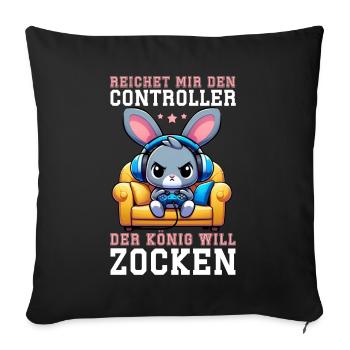 Il me tend la manette que le roi veut jouer - Coussin et housse de 45 x 45 cm - noir - Devant