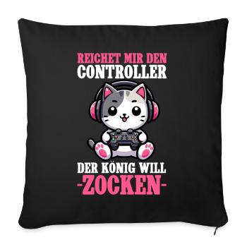 Il me tend la manette que le roi veut jouer - Coussin et housse de 45 x 45 cm - noir - Devant