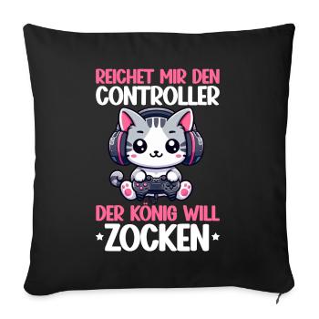 Il me tend la manette que le roi veut jouer - Coussin et housse de 45 x 45 cm - noir - Devant