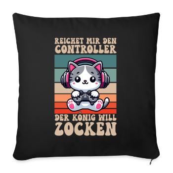 Il me tend la manette que le roi veut jouer - Coussin et housse de 45 x 45 cm - noir - Devant