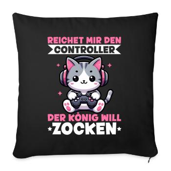 Il me tend la manette que le roi veut jouer - Coussin et housse de 45 x 45 cm - noir - Devant