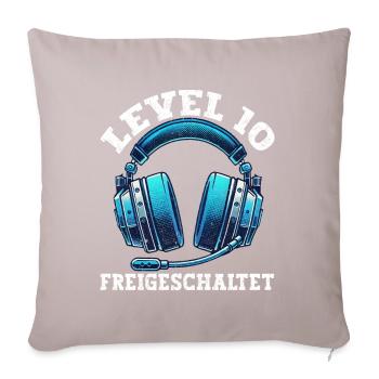 Niveau 10 Débloqué Gaming Birthday PC - Coussin et housse de 45 x 45 cm - taupe clair - Devant
