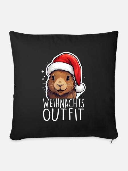 Weihnachtsoutfit Capybara - Sofakissen mit Füllung 45 x 45 cm - Schwarz
